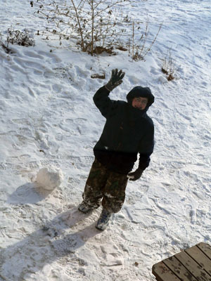 Sean Memmi waves hello to the photographer later in February 2005.