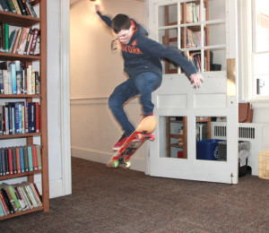 Skateboarding in the Library